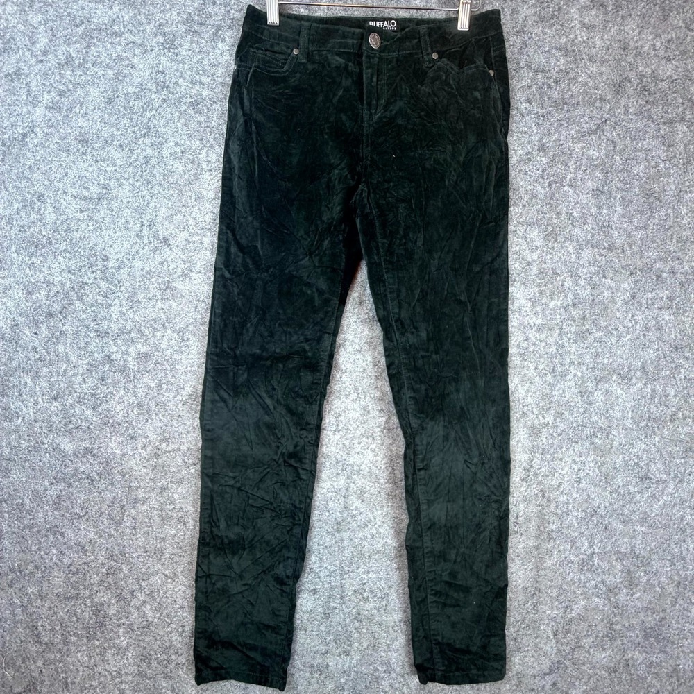 Buffalo David Bitton Marvel Pants Womens 6/28 Green Velvet Skinny Leg Mid Rise